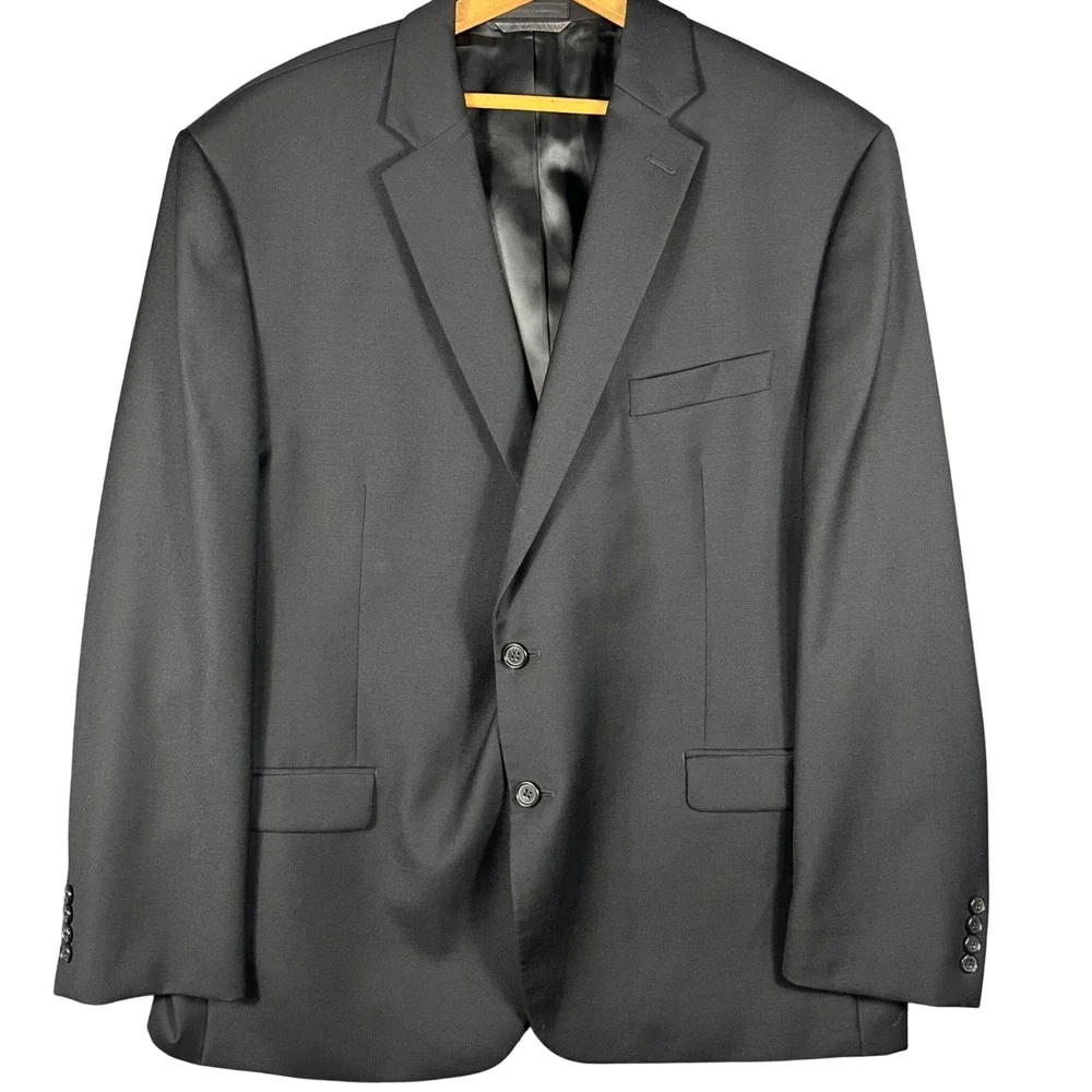Ralph Lauren Blazer Mens 46R Black 100%‎ Wool Natural Stretch Suit Jacket